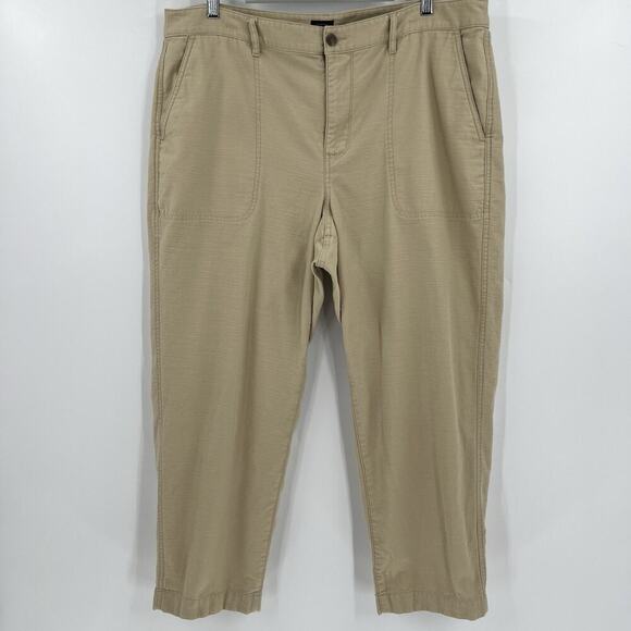 J. Crew Pants 100% Cotton Camp Pants Khaki‎ Crop Straight BJ493 Women’s Size 18 - Picture 2 of 10